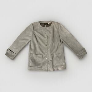 Bob Mackie Gray Suede Classy Modern Jacket Wearable Art Small‎ Contemporary Chic